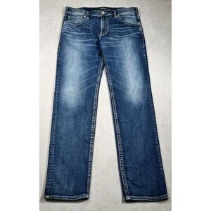 Silver Eddie Jeans Men's 34x34 Blue Dark Wash Straight Leg Mid Rise Denim-EUC